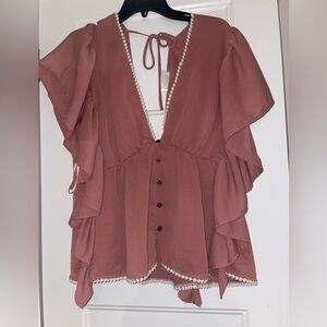 Elegant Mauve Ruffle Blouse